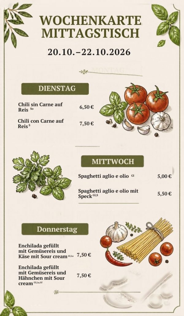 Wochenkarte 20.10.–22.10.2026