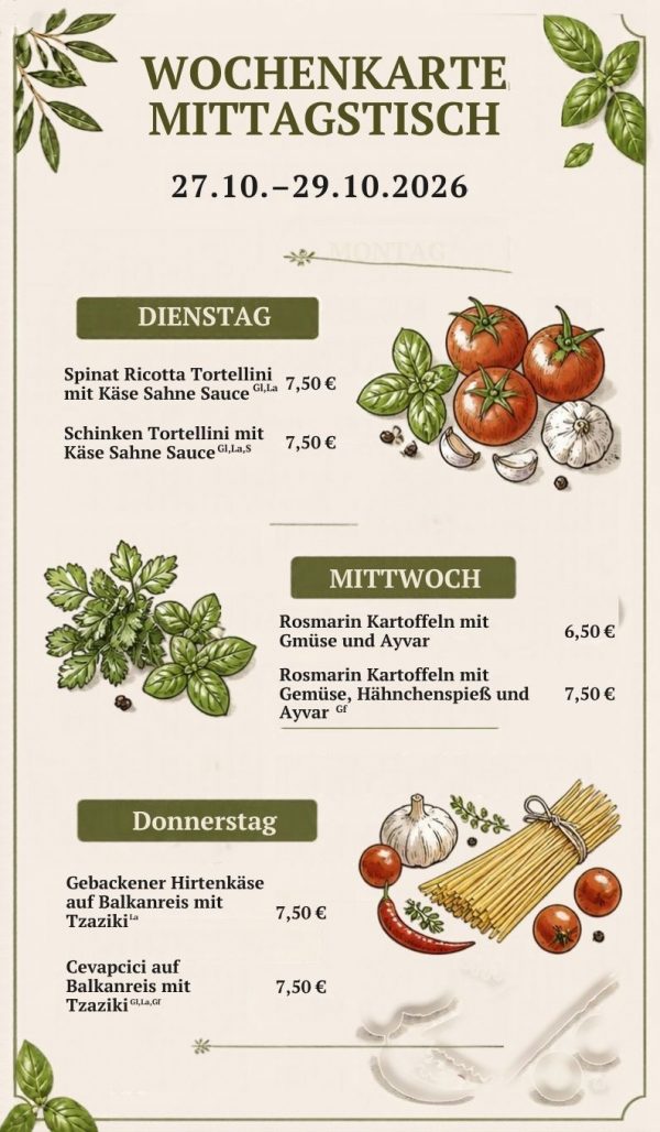 Wochenkarte 27.10.–29.10.2026